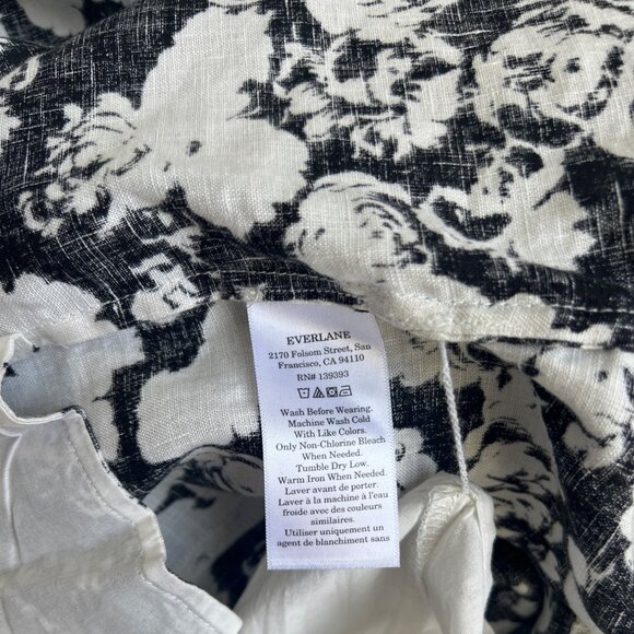Everlane The Linen A-Line Midi Dress Black & White Floral Size M - Picture 8 of 9